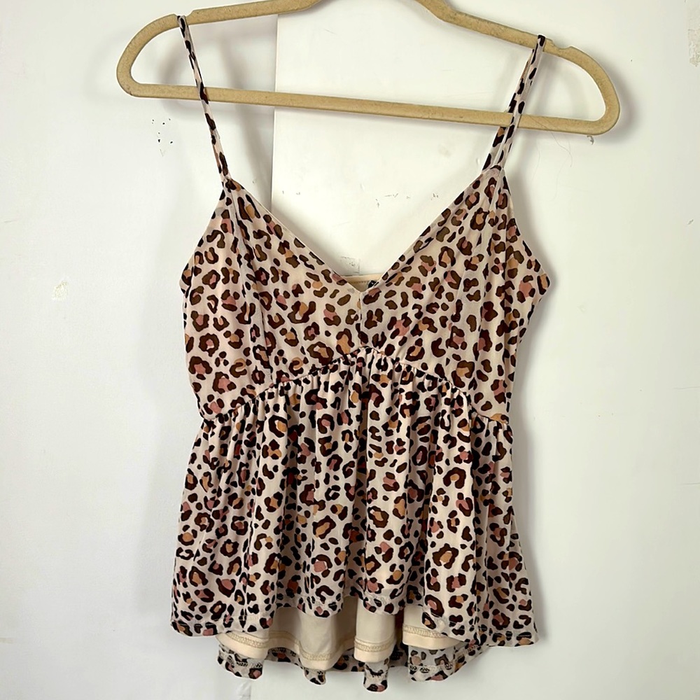 Pale pink and orange cheetah print tank top